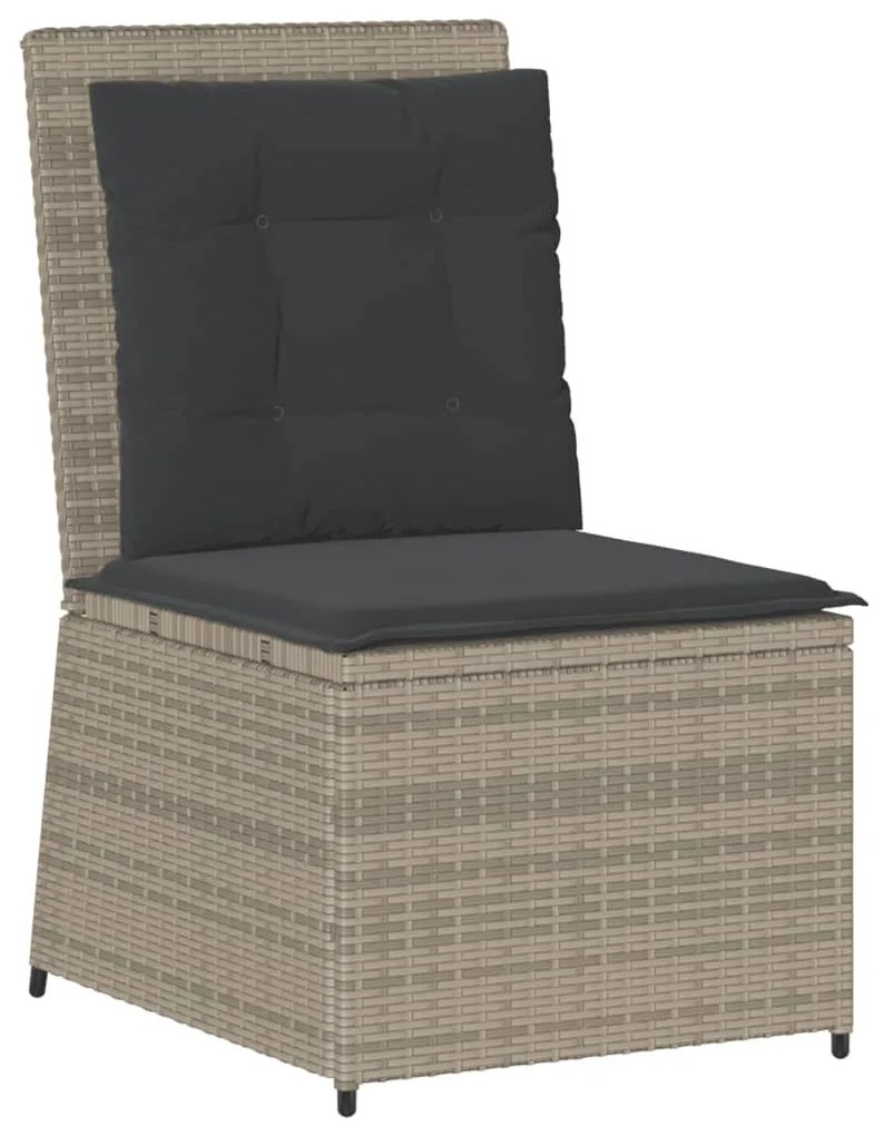 világosszürke polyrattan dönthető kerti kanapé párnákkal