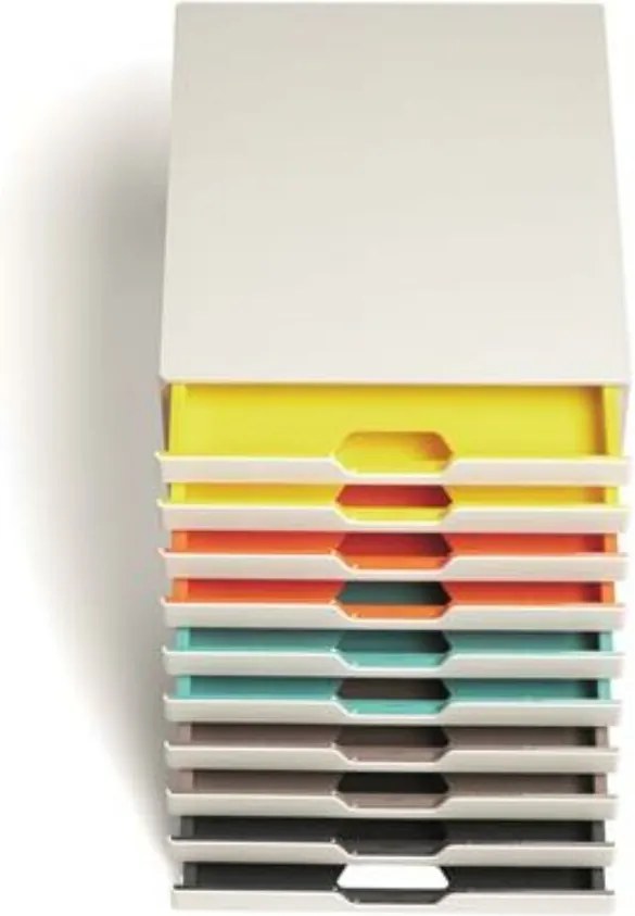 Irattároló, műanyag, 10 fiókos, DURABLE VARICOLOR® 10, fehér (DB763027)