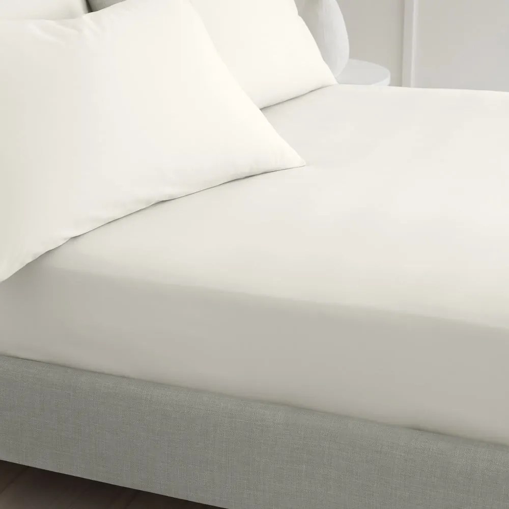 Krémszínű gumis pamut-perkál lepedő 185x200 cm Cotton Percale – Bianca