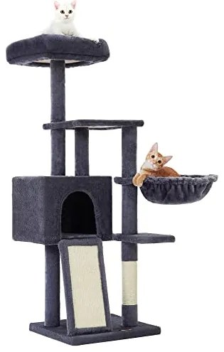 Macska kaparóoszlop, többszintes 135 cm kis macska kaparófa, sötétszürke