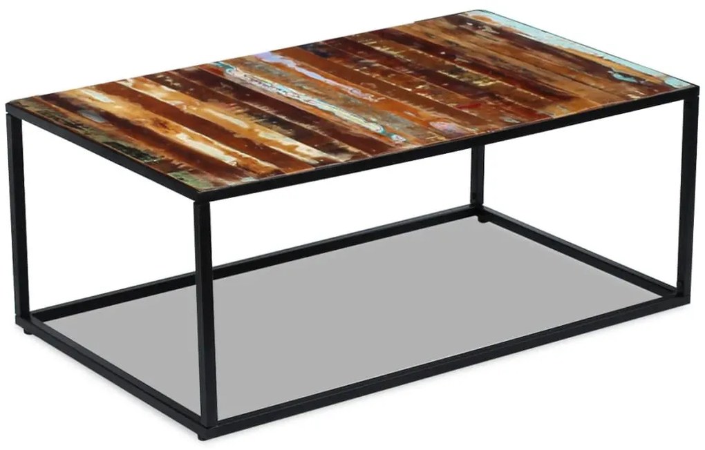 Tömör újrahasznosított fa dohányzóasztal 100 x 60 x 40 cm