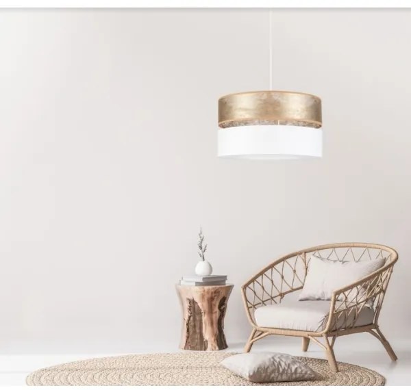 Csillár zsinóron LIMA 1xE27/60W/230V fehér/arany