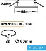 UNIVERSO Süllyesztett lámpatest 1xPAR16 foglalat nélkül IP20 Fehér 95x95x23mm Kivágás:D60mm
