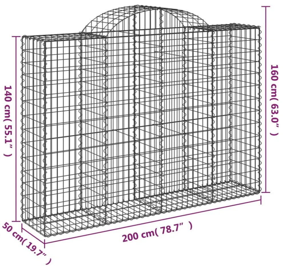 íves horganyzott vas gabion kosár 200x50x140/160 cm
