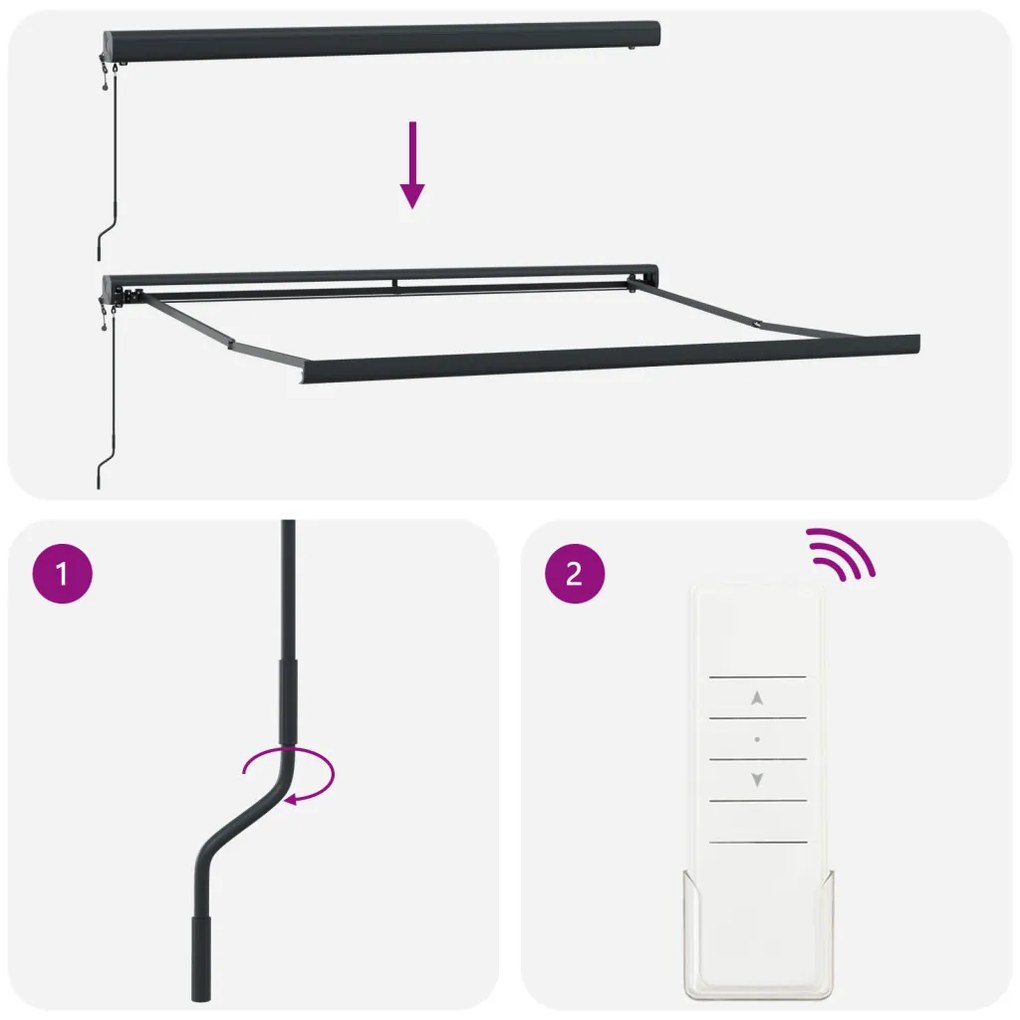 Automatikus Behúzható Napellenző Színes Csík 300x250 cm