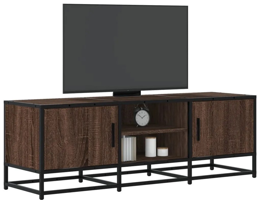 barna tölgy színű szerelt fa és fém TV-szekrény 120x35x41 cm