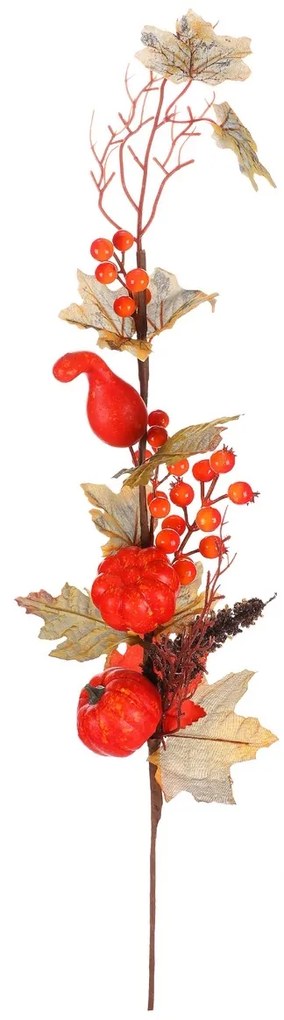 Őszi műág - piros tök és bogyós gyümölcsök, 73 cm