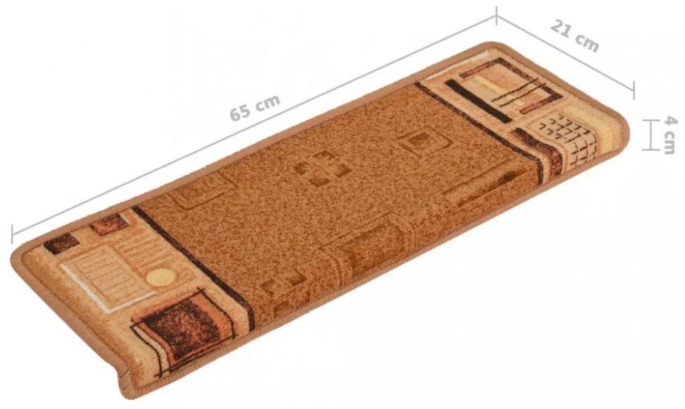 15 db bézs öntapadó lépcsőszőnyeg 65x21x4 cm