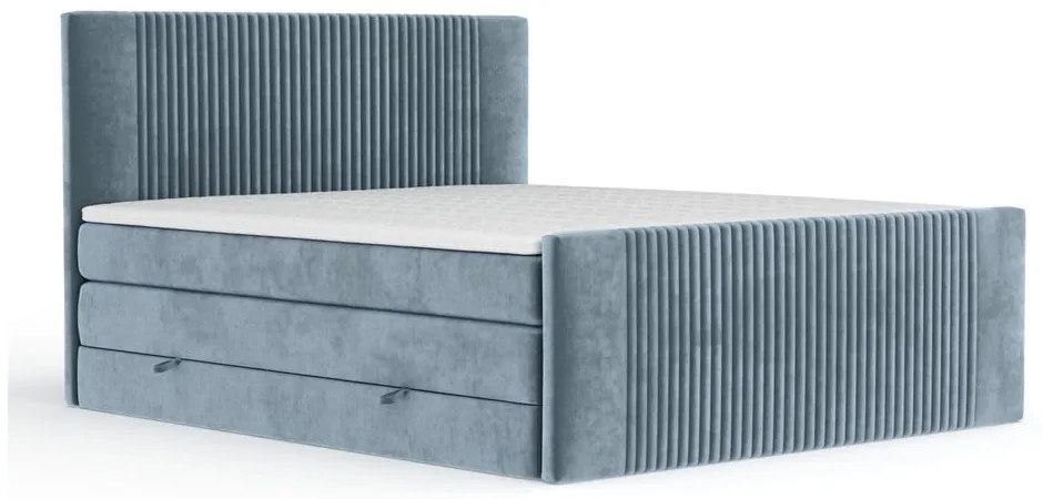 Kék ágyneműtartós boxspring ágy 200x200 cm Bergamo – Maison de Rêve