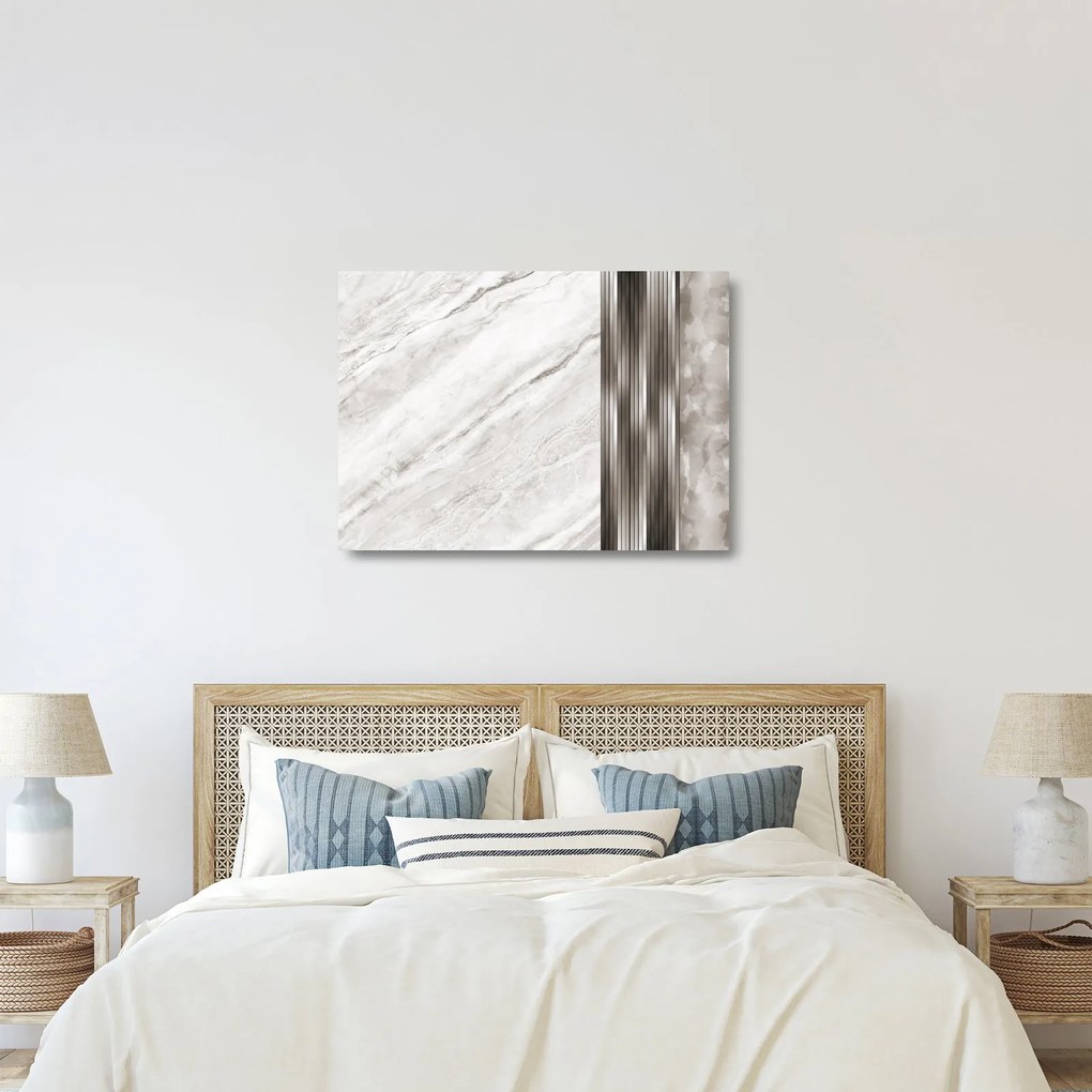 Üveg kép - Márvány ezüst vonalakkal (70x50 cm)