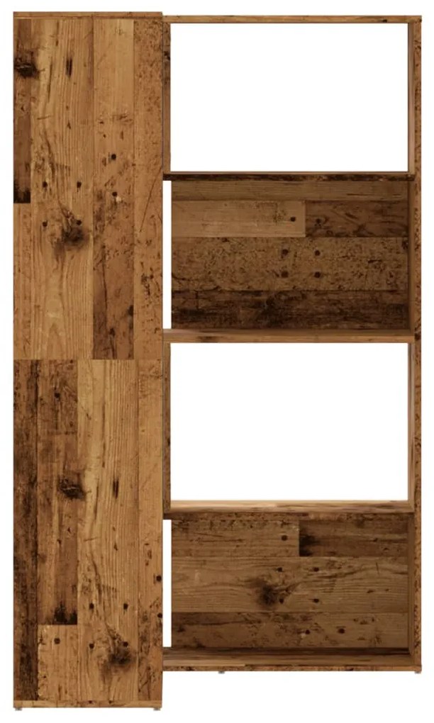4 szintes antik fa szerelt fa sarokkönyvespolc 85 x 85 x 140 cm
