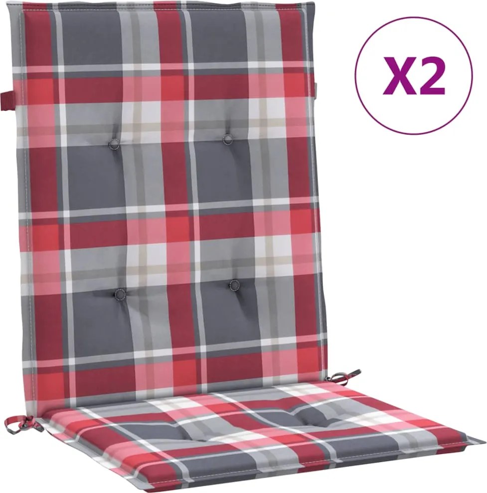 vidaXL 2 db piros kockás oxford szövet háttámlás székpárna 100x50x3 cm
