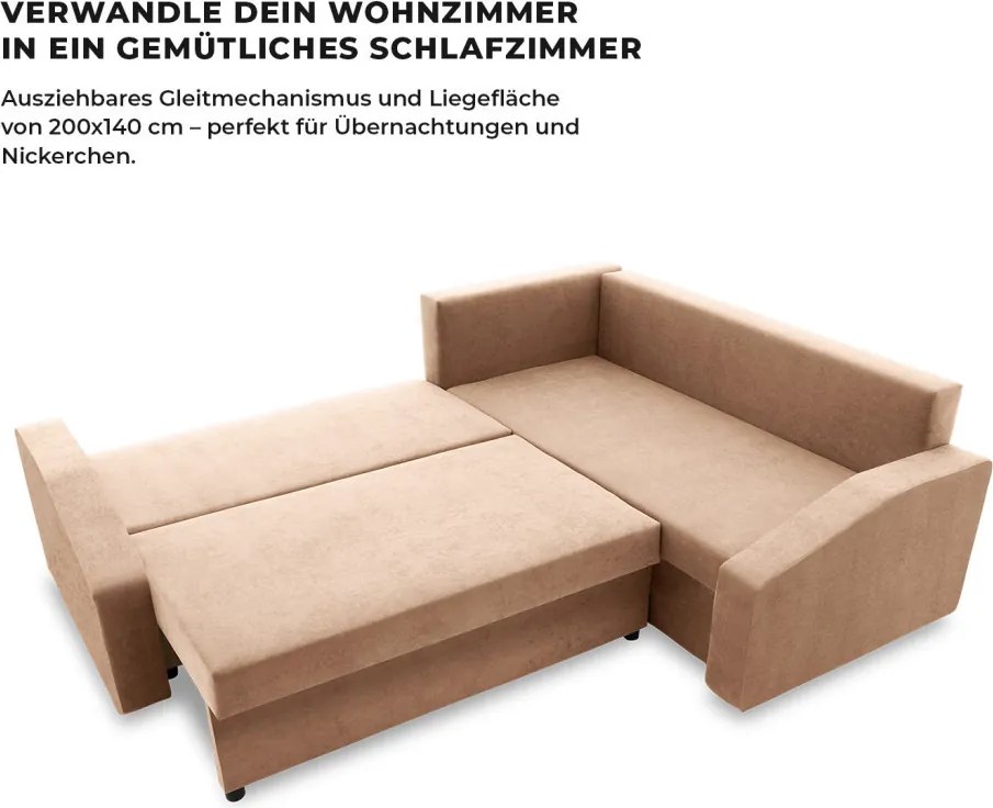 Grande Plus sarokkanapé, jobboldali, szövet anyag, barna