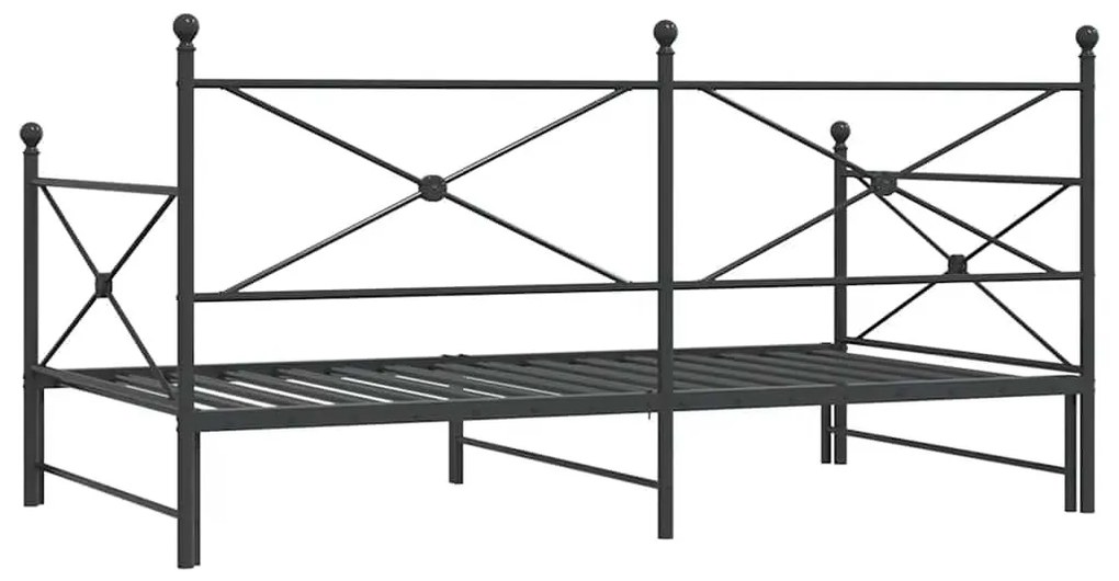 kihúzható kanapéágy matrac nélkül fekete 107x203 cm acél