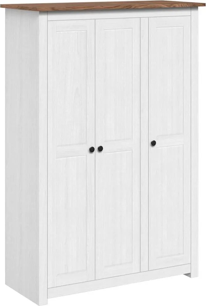 vidaXL fehér háromajtós panamafenyő ruhásszekrény 118 x 50 x 171,5 cm
