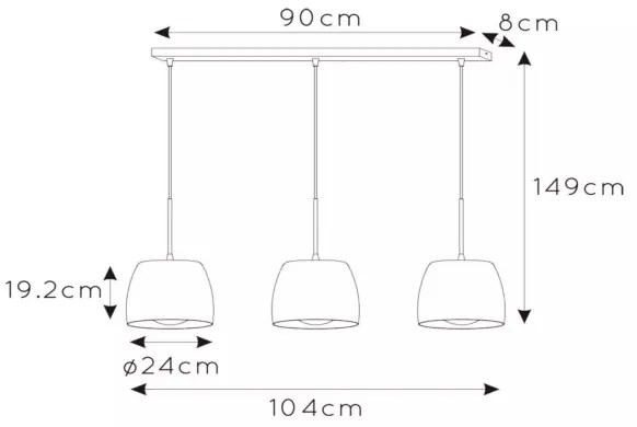 Lucide 30488/03/30 - Csillár zsinóron NOLAN 3xE27/40W/230V fekete