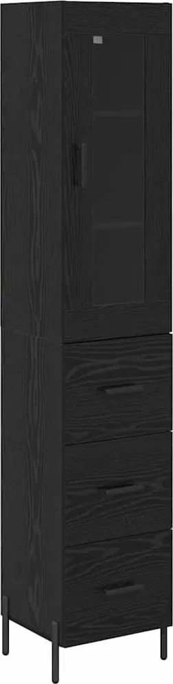 vidaXL Magasfiú fiókkal Fekete tölgy 34,5 x 34 x 180 cm Faanyag