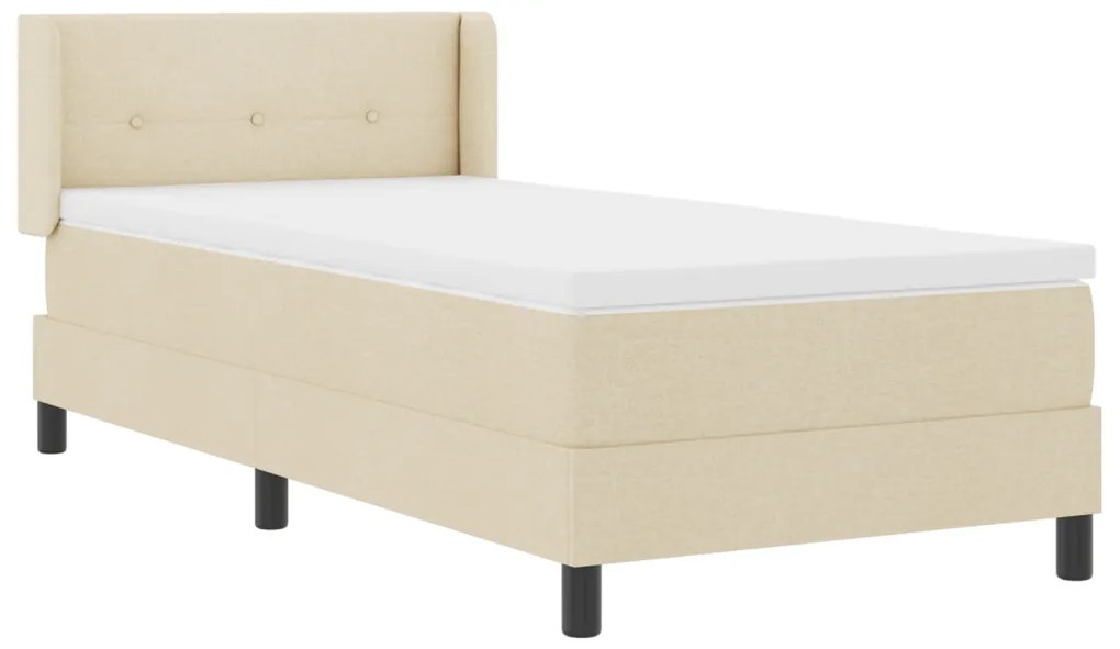 Boxspring Ágy Matraccal, Krém szín, 90 x 200 cm, Szövet.