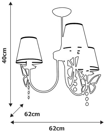 Gyerek csillár rúdon CHARLOTTE 3xE14/40W/230V