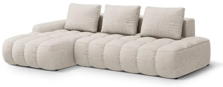 Bézs kinyitható-tárolóhelyes sarokkanapé (bal oldali-heverő résszel) Linz – Cosmopolitan Design