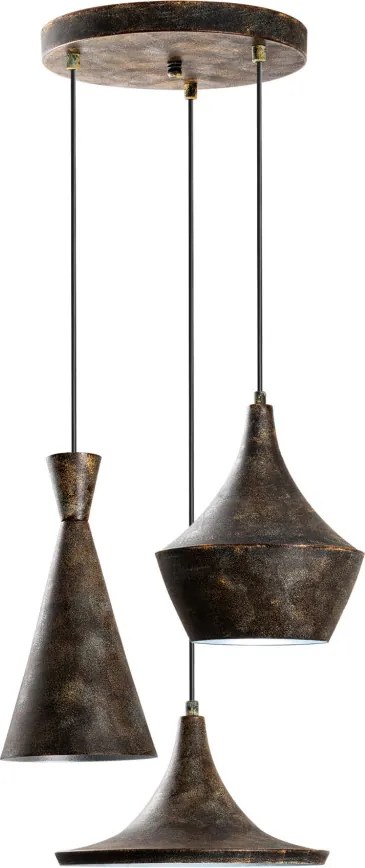 TOM-3556-RETRO antik fém függőlámpa, Ø45 cm, 3 izzós