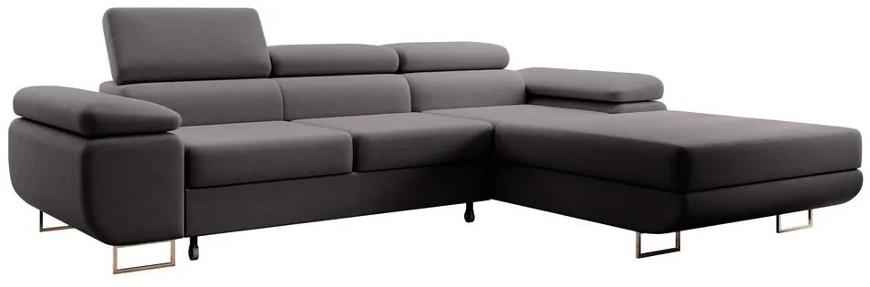 Sarokkanapé Grande (J) (világos szürkés fekete + króm). 1100553