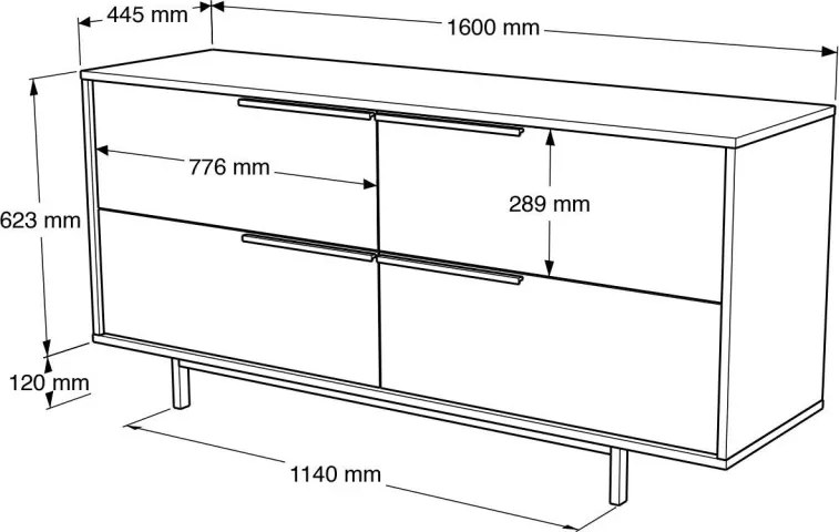 Komód, 160 cm – On3-S