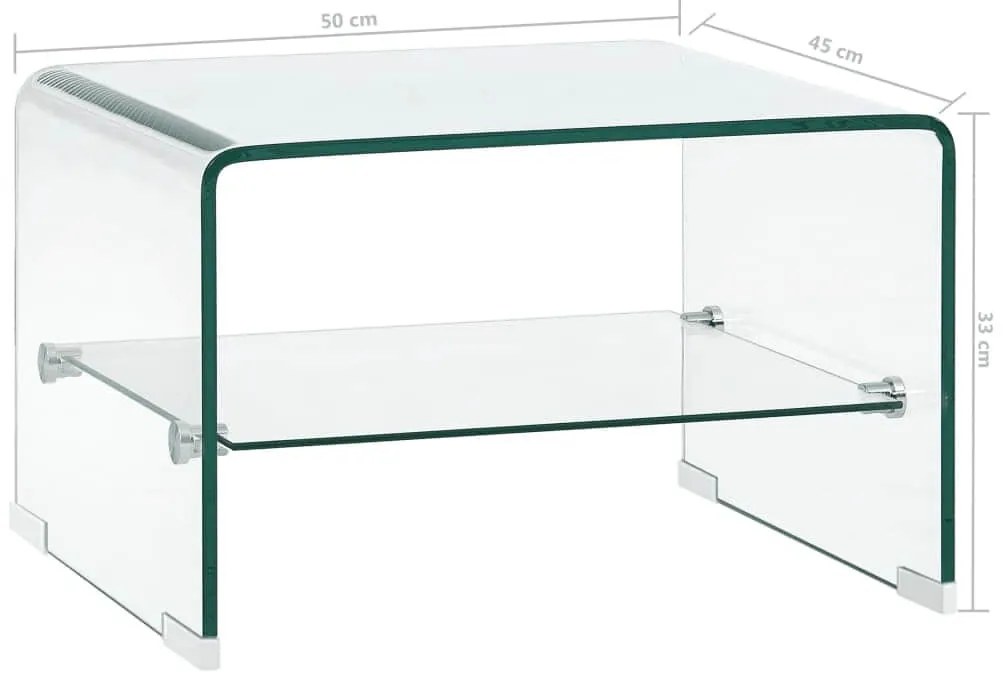 átlátszó edzett üveg dohányzóasztal 50x45x33 cm