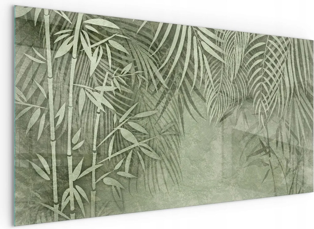 Hőálló edzett üveg kályha alá Trópusi levelek 120x60