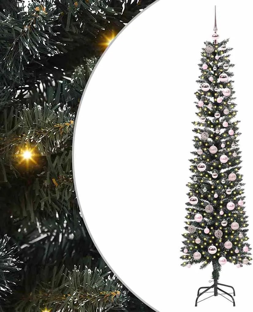 vidaXL Mű karácsonyfa 300 LED-del Zöld 210 cm PVC és Műanyag és Acél