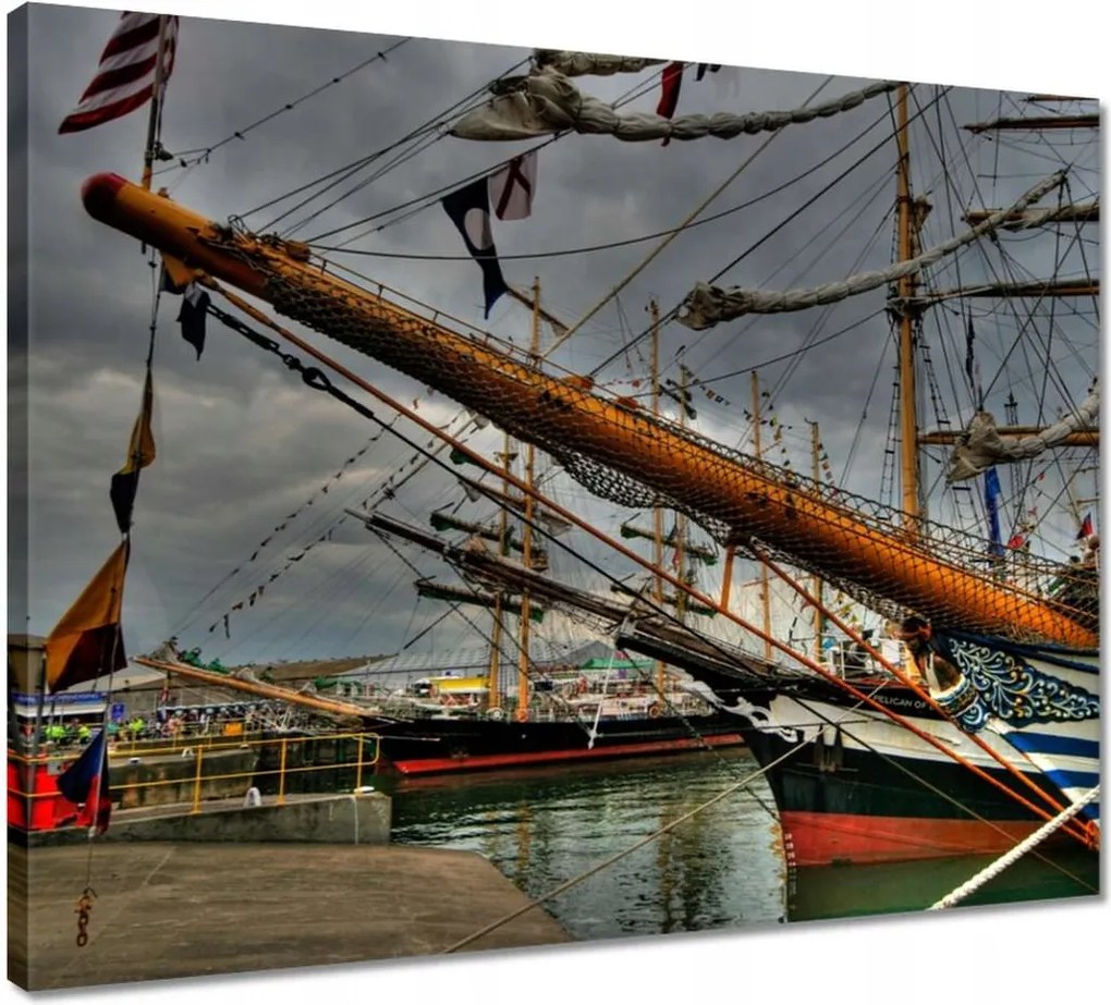 Vászonkép 50x40 Vitorlások a kikötőben