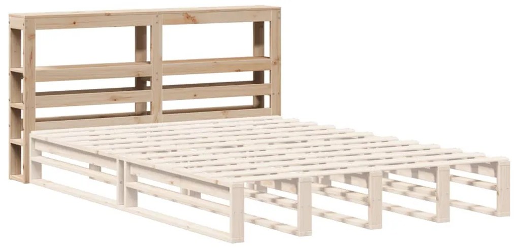 tömör fenyőfa fejtámla polcokkal 150 cm