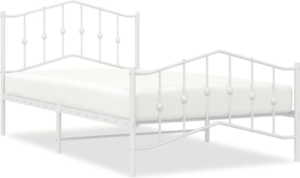 vidaXL fehér fém ágykeret fej- és lábtámlával 107 x 203 cm
