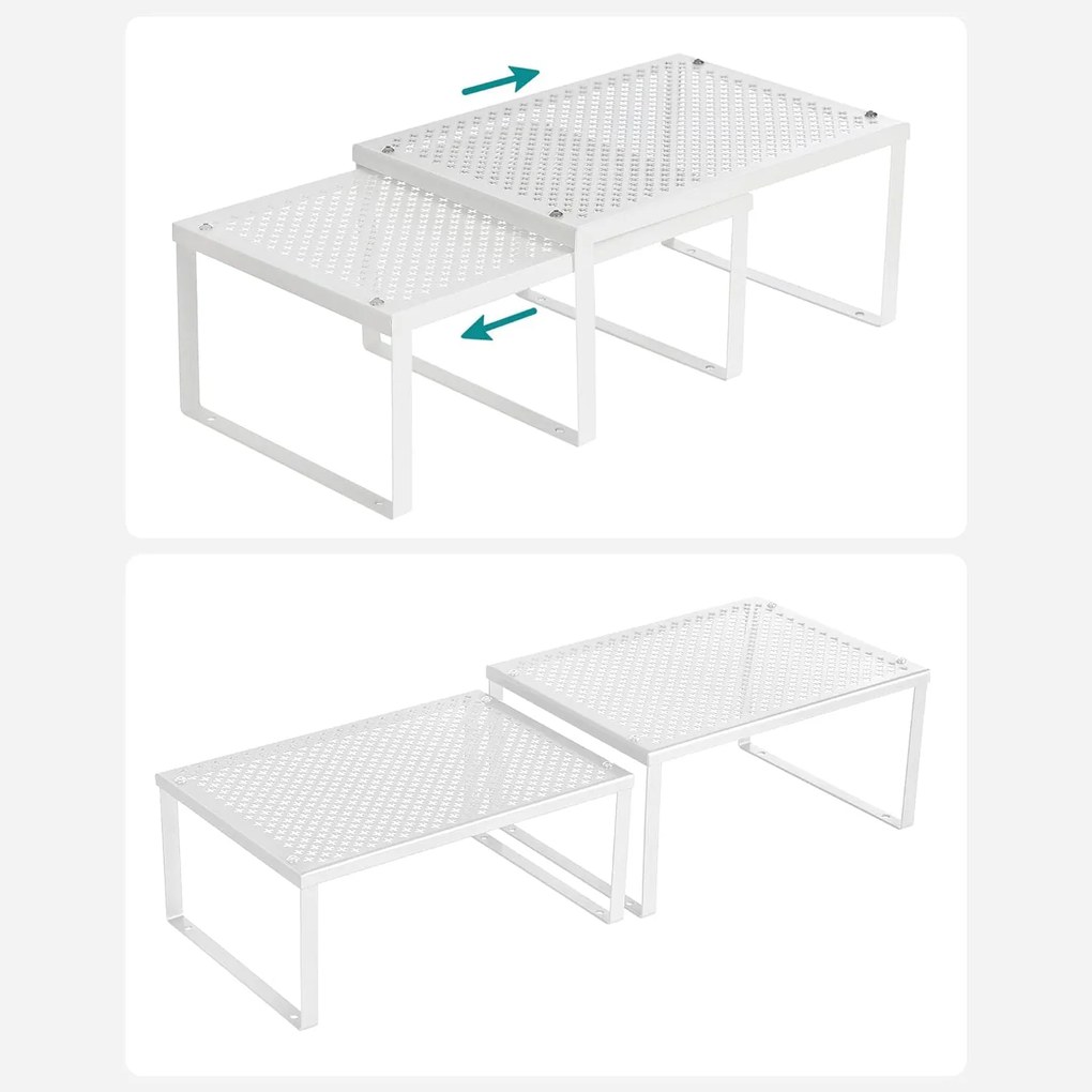 Polcrendszerező, egymásra rakható fém fűszertartó 2 db, fehér