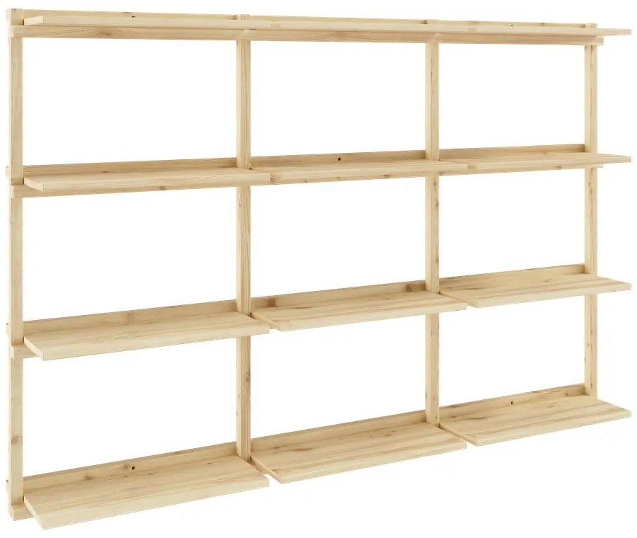 Natúr színű borovi fenyő fali könyvespolc 192x127 cm Groove – Karup Design