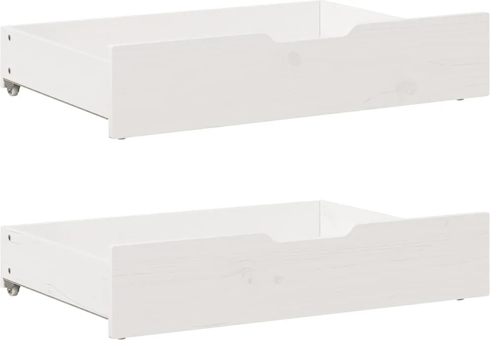 vidaXL 2 db fehér tömör fenyőfa ágy alatti fiók 80 x 55 x 17 cm