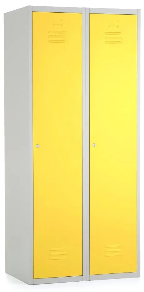 Fém szekrény, 80 x 50 x 180 cm, hengerzár, sárga - ral 1023