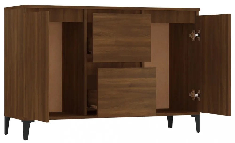 barna tölgy színű szerelt fa tálalószekrény 104 x 35 x 70 cm