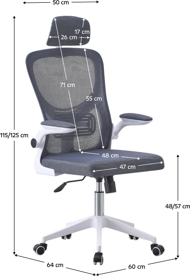 Irodai szék, szürke/fehér, MAGUS