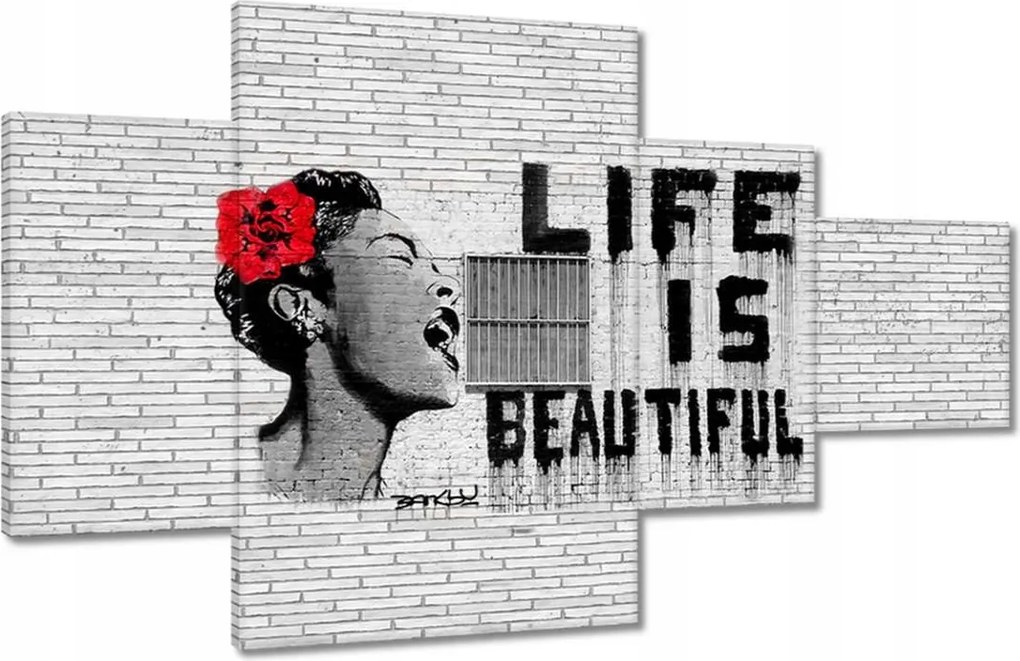 Festmények 130x80 Banksy Life is beautiful
