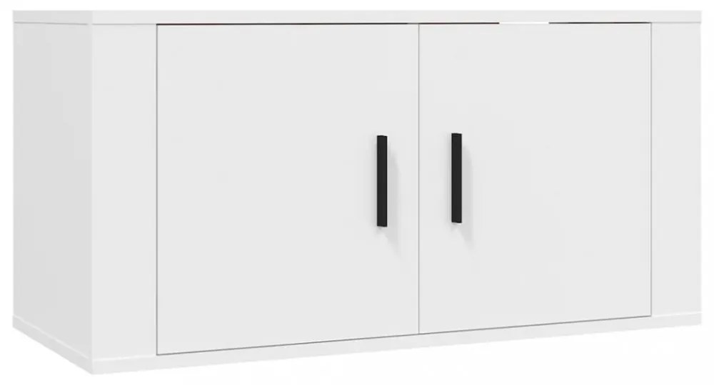 magasfényű fehér fali TV-szekrény 80x34,5x40 cm