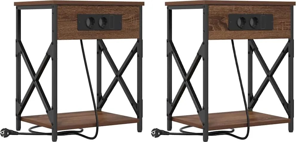 vidaXL Éjjeliszekrény 2 pcs Barna Tölgy 41 x 31 x 51 cm Faanyag