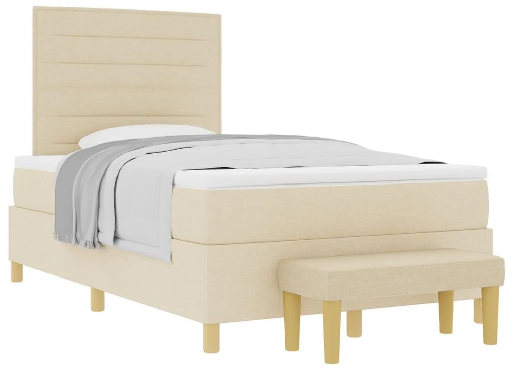 Box Spring ágy matraccal & pad krém 120x190 cm szövet