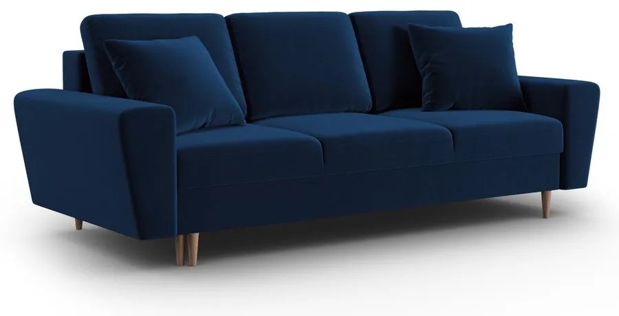 Kék bársony kinyitható tárolóhelyes kanapé 235 cm Kyoto – Cosmopolitan Design