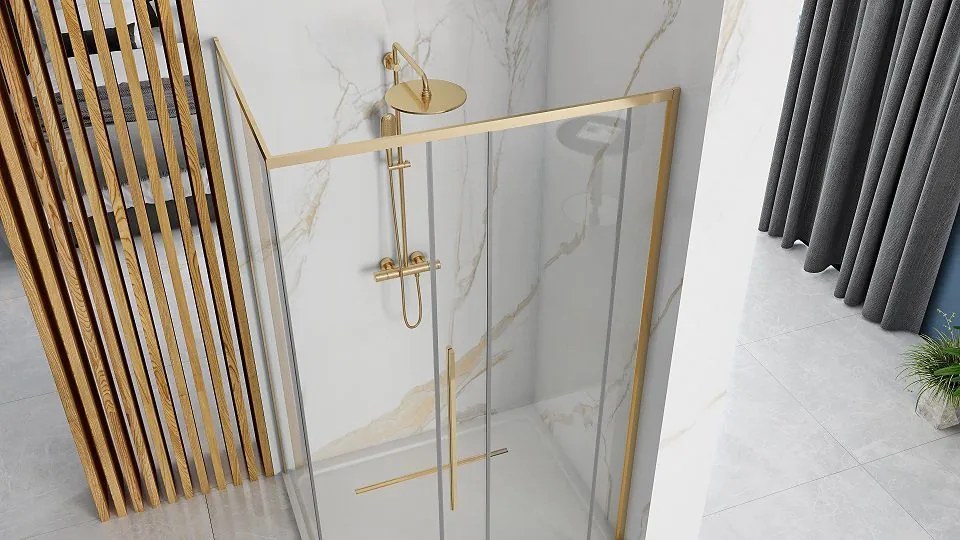 Rea - SOLAR GOLD ELEGANT zuhanykabin 80 x 100 cm, átlátszó üveg / arany profil, REA-K4901
