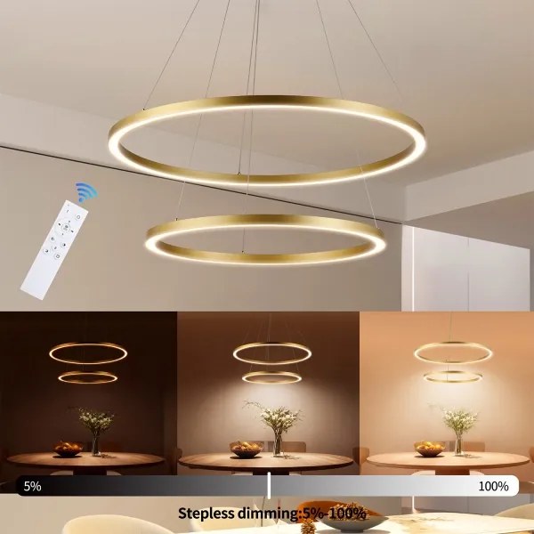 Brilagi - LED dimmelhető kábelre függesztett csillár PORTOFINO LED/98W/230V átm. 80 cm arany +távirányító