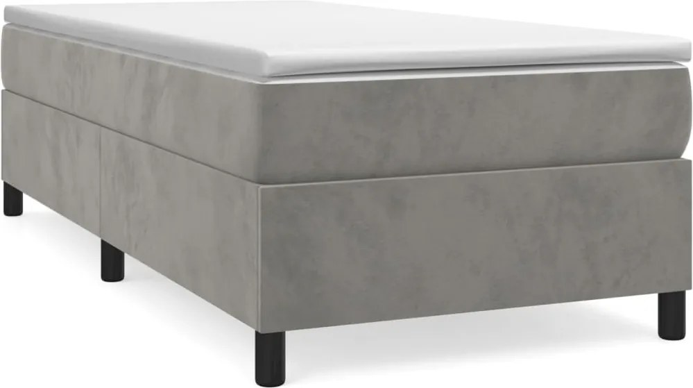 vidaXL világosszürke bársony rugós ágy matraccal 90 x 200 cm