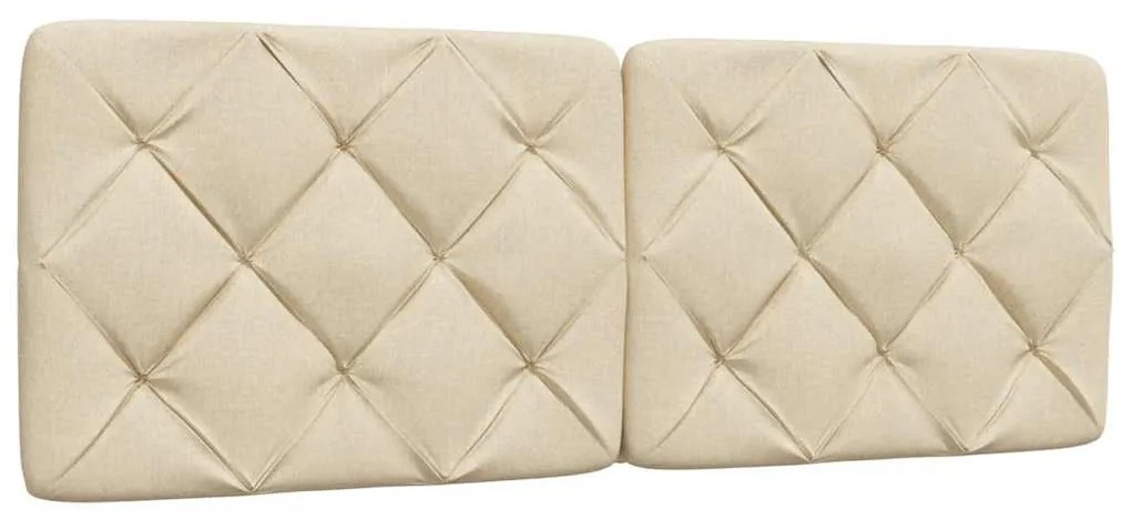 krémszínű szövet ágykeret LED-ekkel matrac nélkül 120x200 cm