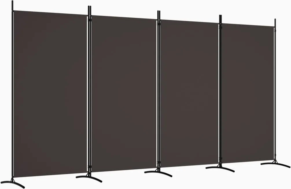 vidaXL 4 paneles barna szövet térelválasztó 346x180 cm