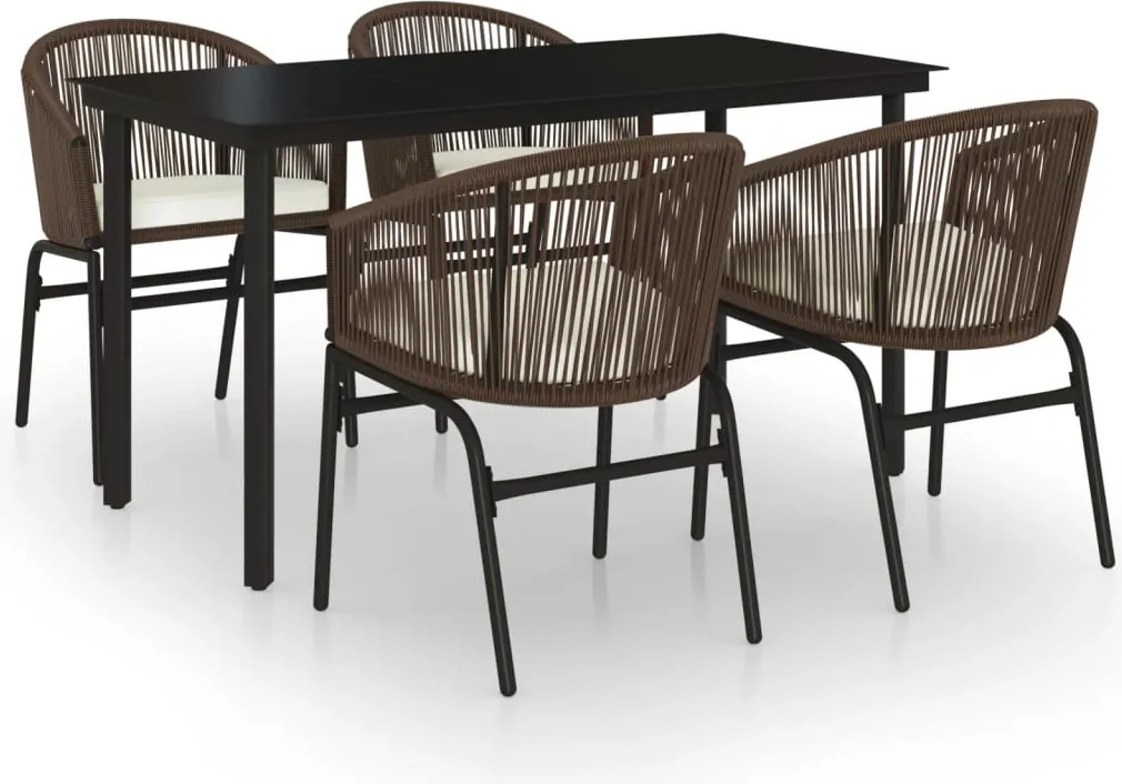 vidaXL 5 részes barna kerti étkezőgarnitúra